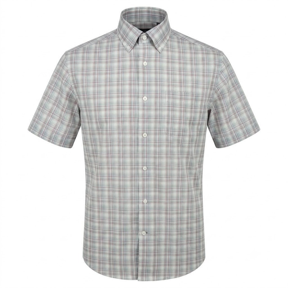 NEW Daniel Cremieux Signature Performance Medium Gray Plaid Short Sleeve Shirt